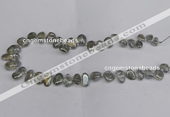 CTD3672 Top drilled 5*8mm - 10*14mm freeform plated white crystal beads