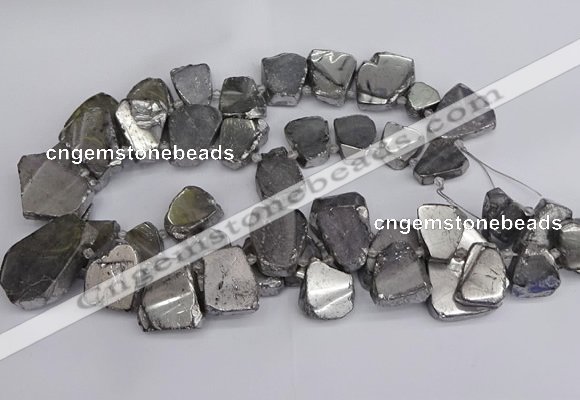 CTD3683 Top drilled 15*20mm - 25*30mm freeform plated white crystal beads