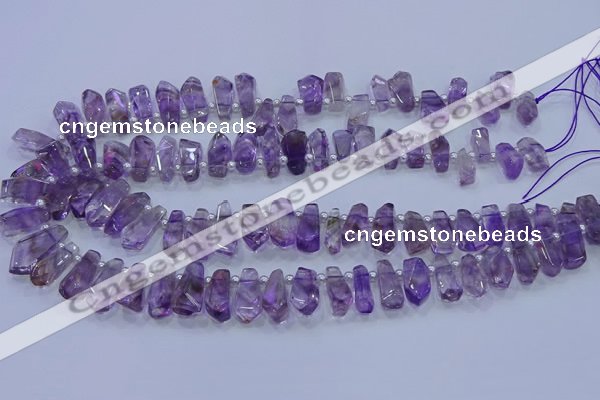 CTD3690 Top drilled 6*16mm - 10*25mm sticks amethyst beads