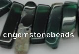 CTD370 Top drilled 10*28mm - 10*50mm wand green agate beads