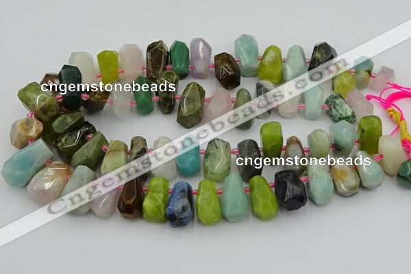 CTD3700 Top drilled 10*15mm - 15*25mm faceted nuggets mixed gemstone beads