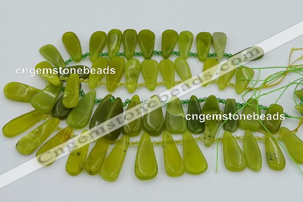 CTD3702 Top drilled 10*20mm - 15*45mm freeform Korean jade beads