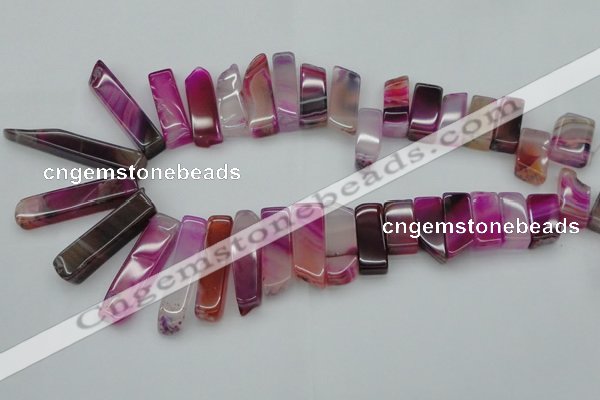 CTD371 Top drilled 10*20mm - 12*55mm wand fuchsia agate beads