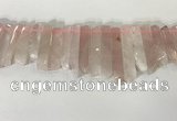 CTD3721 Top drilled 8*20mm - 10*50mm sticks rose quartz beads