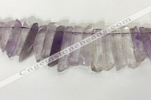 CTD3722 Top drilled 8*20mm - 10*50mm sticks light amethyst beads