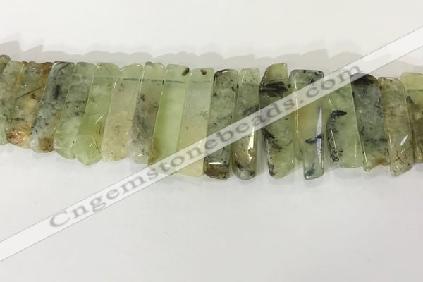 CTD3725 Top drilled 8*20mm - 10*50mm sticks green rutilated quartz  beads