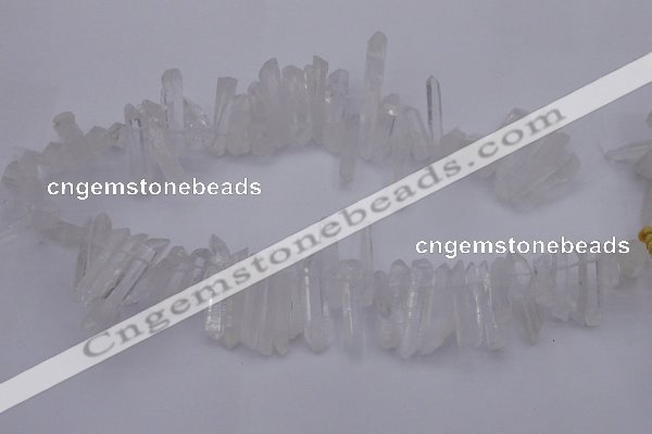 CTD375 Top drilled 6*25mm - 8*35mm sticks white crystal beads