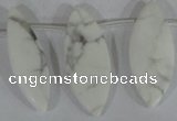 CTD38 Top drilled 10*32mm – 15*42mm marquise white howlite beads