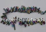 CTD382 Top drilled 5*20mm - 8*35mm sticks plated quartz beads