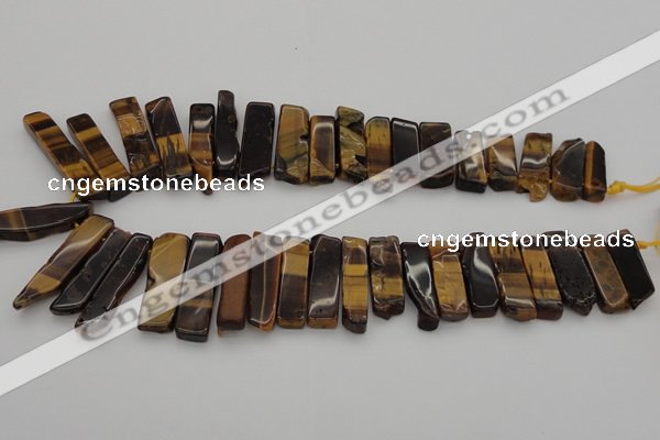 CTD384 Top drilled 10*20mm - 12*50mm wand yellow tiger eye beads