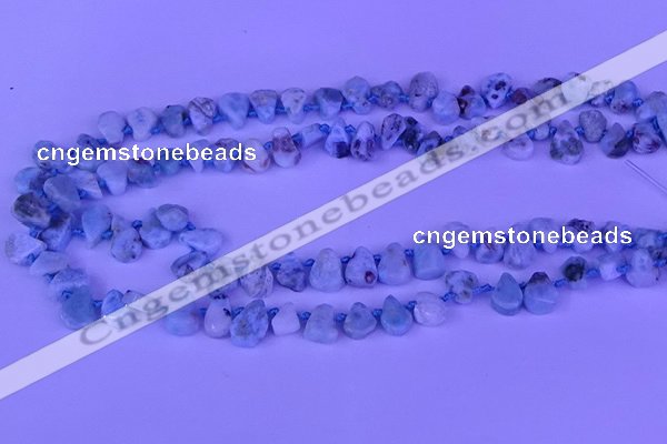 CTD3859 Top drilled 6*8mm - 10*12mm freeform larimar beads