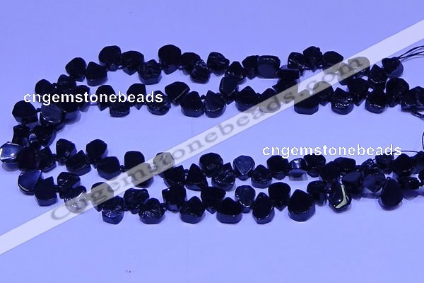 CTD3864 Top drilled 8*10mm - 10*12mm freeform black tourmaline beads