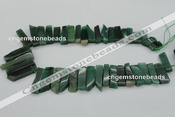 CTD387 Top drilled 10*20mm - 12*50mm wand green aventurine beads