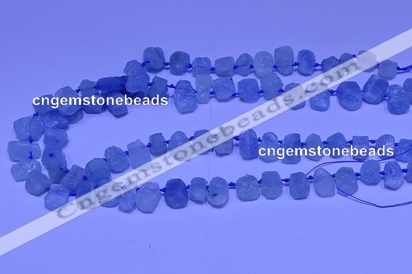 CTD3880 Top drilled 8*10mm - 10*12mm freeform aquamarine beads