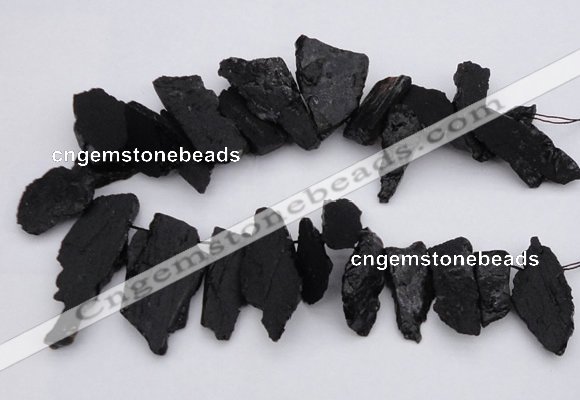 CTD396 Top drilled 10*25mm - 20*35mm nuggets black tourmaline beads