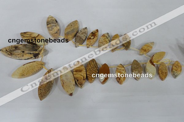 CTD40 Top drilled 10*23mm – 15*40mm marquise picture jasper beads