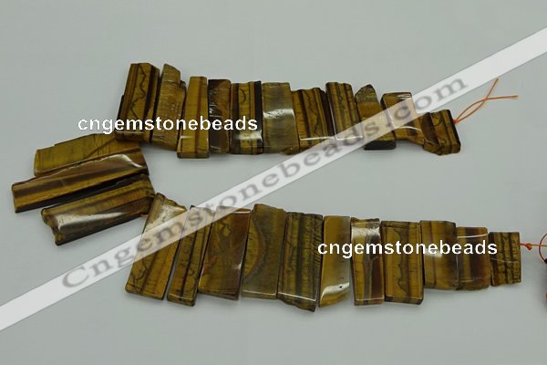 CTD405 Top drilled 12*25mm - 18*50mm sticks yellow tiger eye beads