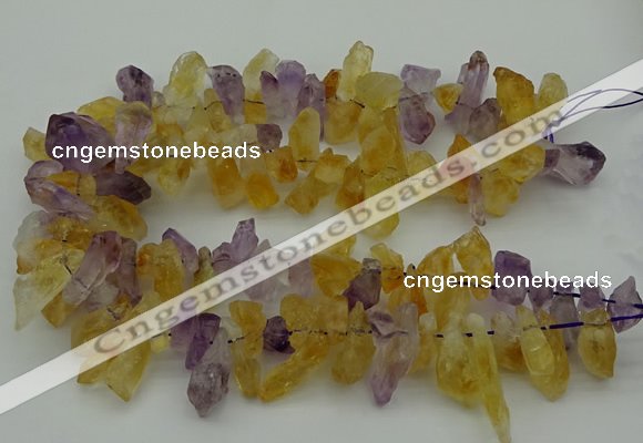 CTD419 Top drilled 10*20mm - 15*35mm nuggets amethyst & citrine beads