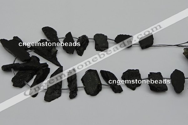 CTD438 Top drilled 10*25mm - 20*45mm freeform black tourmaline beads