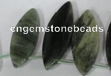 CTD44 Top drilled 10*28mm – 18*50mm marquise green hair stone beads