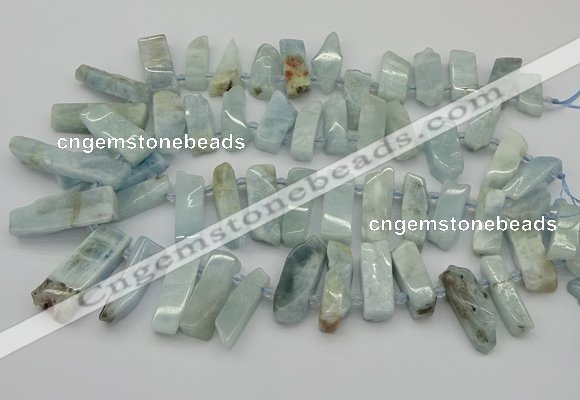 CTD444 Top drilled 8*20mm - 10*40mm sticks aquamarine beads