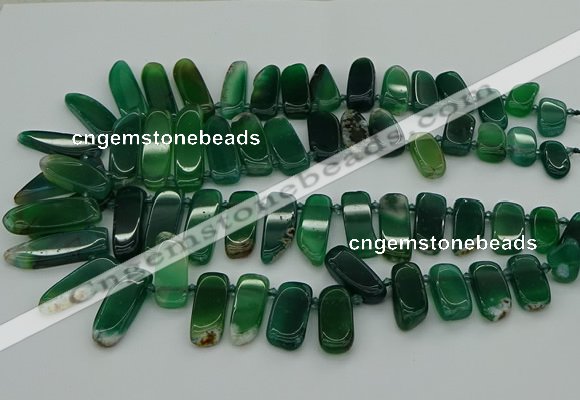 CTD463 15.5 inches 10*20mm - 12*35mm sticks green agate beads