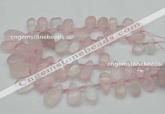 CTD480 Top drilled 10*22mm - 15*45mm freeform rose quartz beads