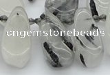 CTD483 Top drilled 10*22mm - 15*45mm freeform black rutilated quartz beads