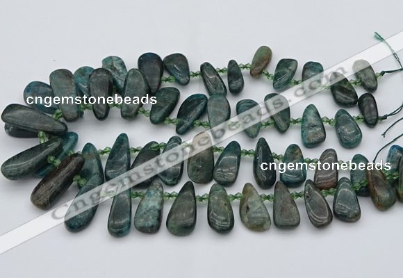 CTD492 Top drilled 10*22mm - 15*45mm freeform green apatite beads