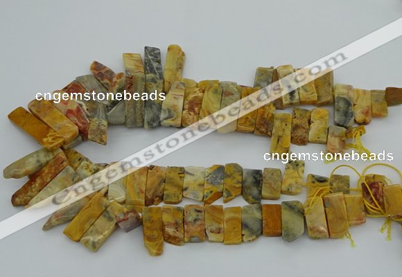 CTD499 Top drilled 10*25mm - 10*45mm sticks yellow crazy lace agate beads