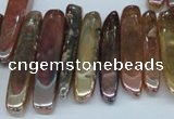 CTD525 Top drilled 10*25mm - 10*60mm wand plated agate beads