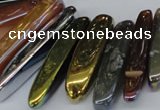 CTD526 Top drilled 10*25mm - 10*60mm wand plated agate beads