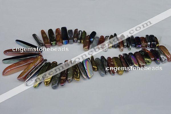 CTD526 Top drilled 10*25mm - 10*60mm wand plated agate beads