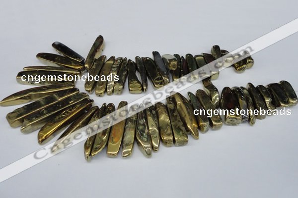 CTD527 Top drilled 10*25mm - 10*60mm wand plated agate beads