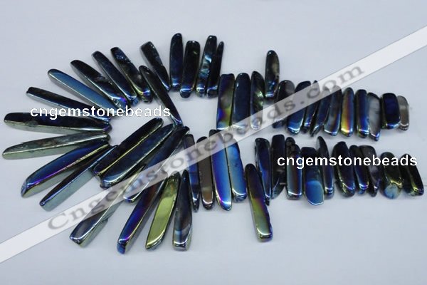 CTD528 Top drilled 10*25mm - 10*60mm wand plated agate beads