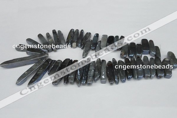 CTD530 Top drilled 10*25mm - 10*60mm wand plated agate beads