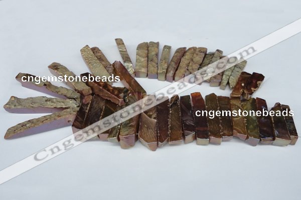 CTD534 Top drilled 10*30mm - 10*65mm wand plated agate beads