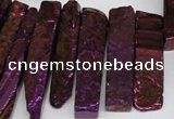 CTD535 Top drilled 10*30mm - 10*65mm wand plated agate beads