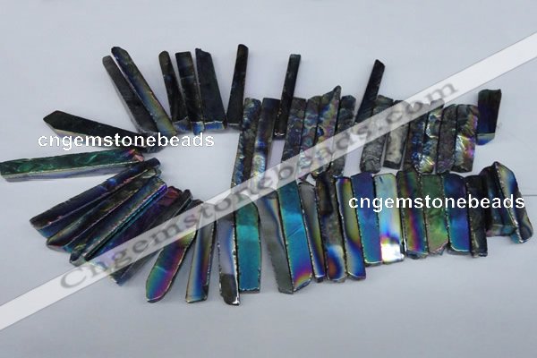 CTD536 Top drilled 10*30mm - 10*65mm wand plated agate beads