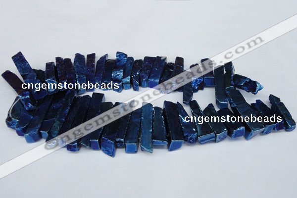 CTD538 Top drilled 10*30mm - 10*65mm wand plated agate beads