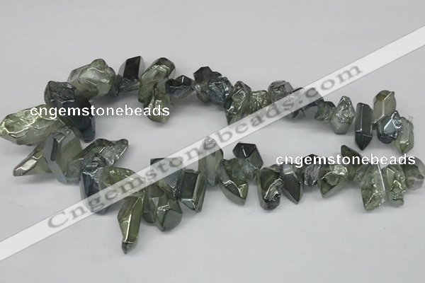 CTD542 Top drilled 10*15mm - 12*30mm nuggets plated quartz beads