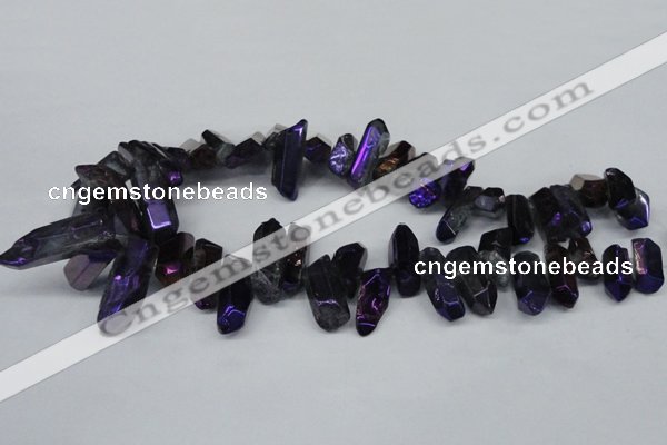 CTD546 Top drilled 10*20mm - 12*35mm nuggets plated quartz beads