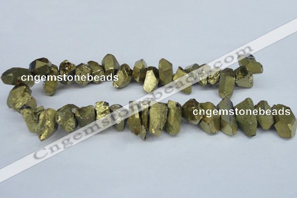 CTD549 Top drilled 12*20mm - 12*25mm nuggets plated quartz beads