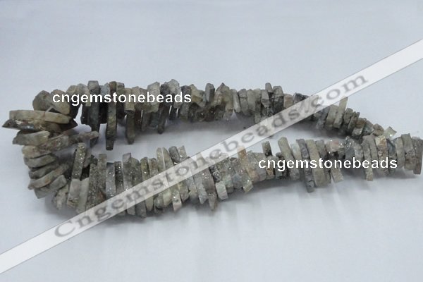 CTD556 Top drilled 6*15mm - 10*40mm wand plated agate beads