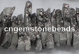 CTD557 Top drilled 6*15mm - 10*40mm wand plated agate beads