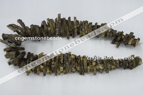 CTD558 Top drilled 6*15mm - 10*40mm wand plated agate beads