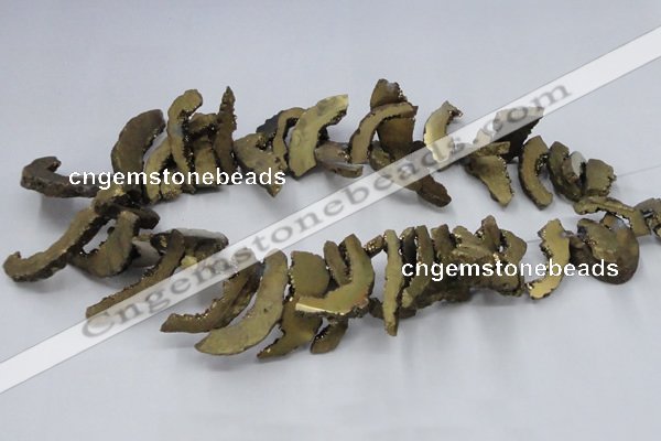 CTD564 Top drilled 10*20mm - 10*40mm freeform plated agate beads