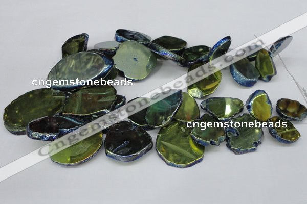 CTD573 Top drilled 20*30mm - 30*45mm freeform plated agate beads