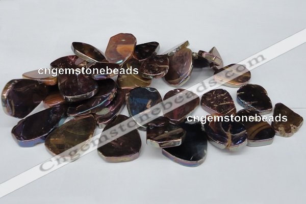 CTD574 Top drilled 20*30mm - 30*45mm freeform plated agate beads