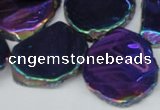CTD575 Top drilled 20*30mm - 30*45mm freeform plated agate beads